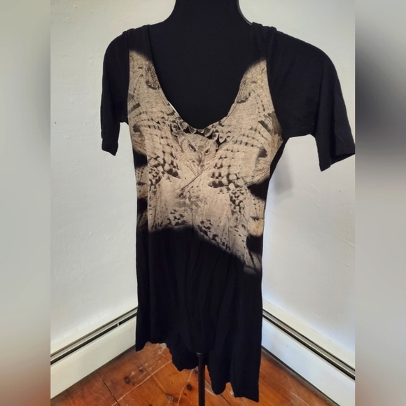 Hi-low midi dress with open back Black Poppy owl design modal - Picture 8 of 8